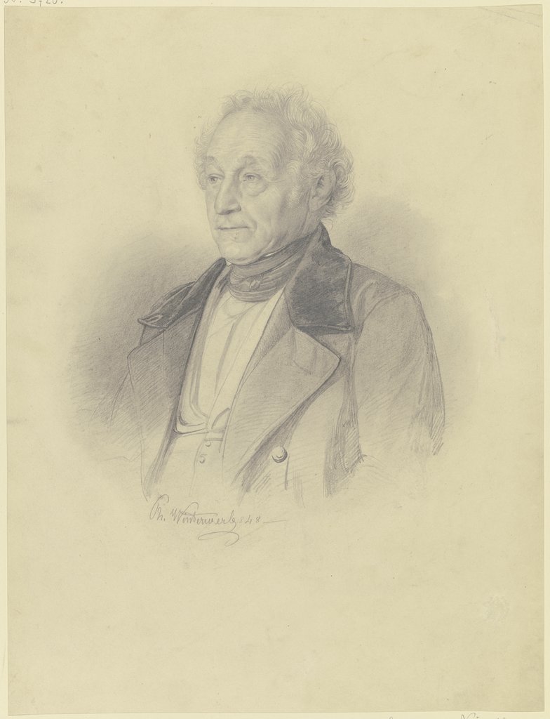 Brustbild des Abgeordneten zur deutschen Nationalversammlung, Johann Adam von Itzstein, nach dem Original gezeichnet, Philipp Winterwerb