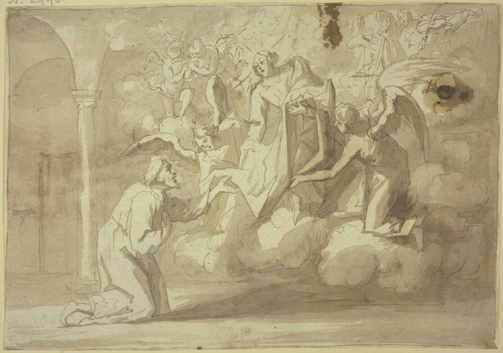 Die Muttergottes erscheint einem Heiligen und überreicht ihm ihren Mantel, Cornelis Schut I
