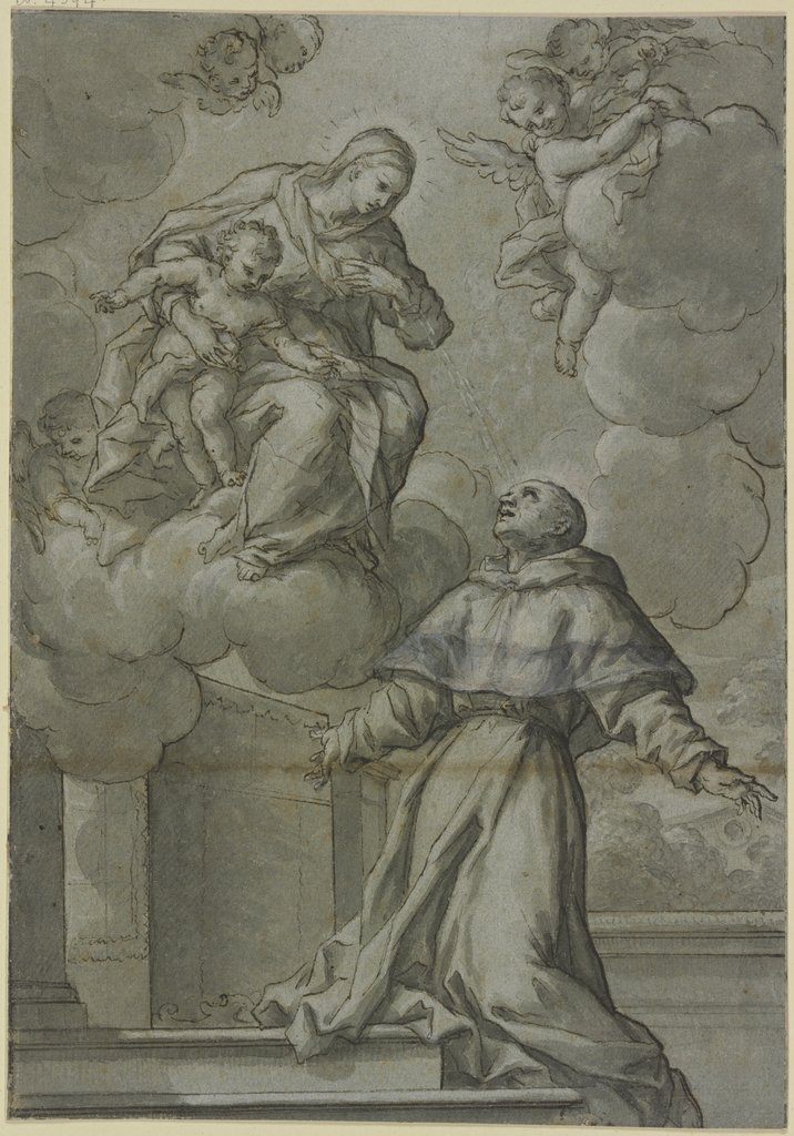 Dem Heiligen Antonius erscheint die Mutter Gottes mit dem Jesuskind, Giovanni Andrea Sirani;   ?