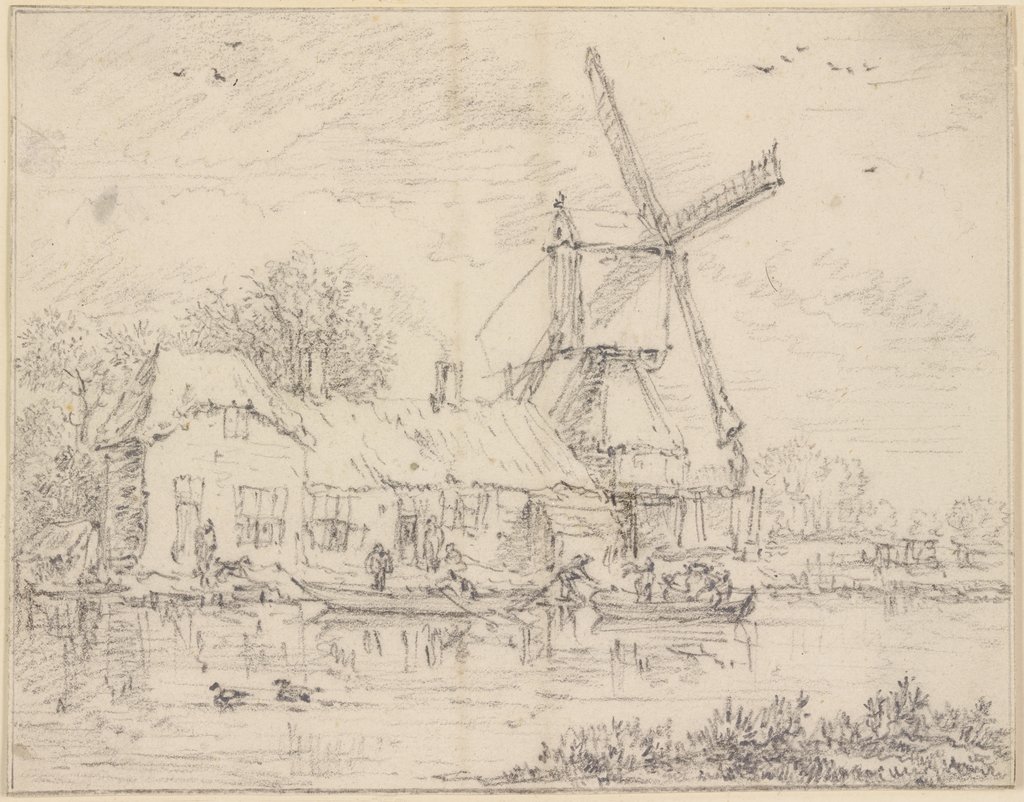 Haus und Windmühle an einem Kanal, Jacob Isaacksz. van Ruisdael