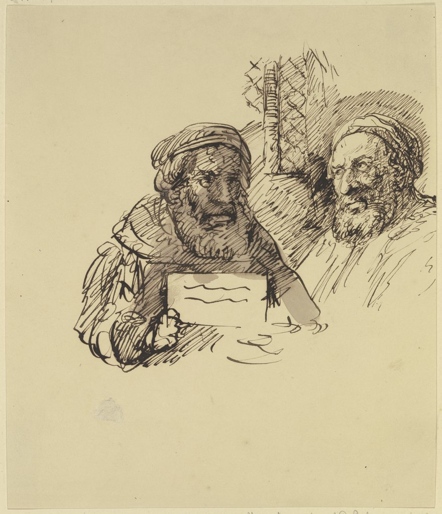 Zwei alte Herren im Gespräch über ein Schriftstück, Carl Friedrich von Rumohr