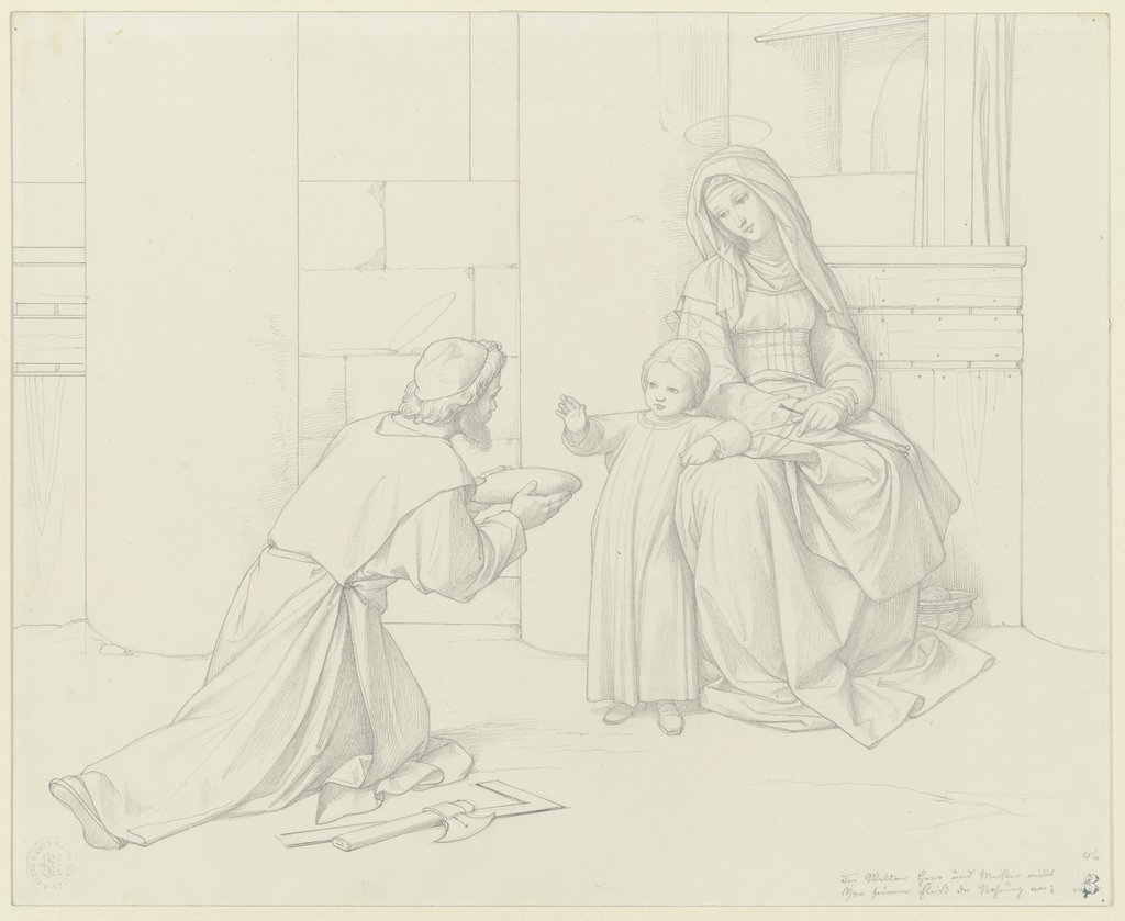 Der Heilige Jospeh bringt Maria und dem Jesuskind das Brot, Edward von Steinle