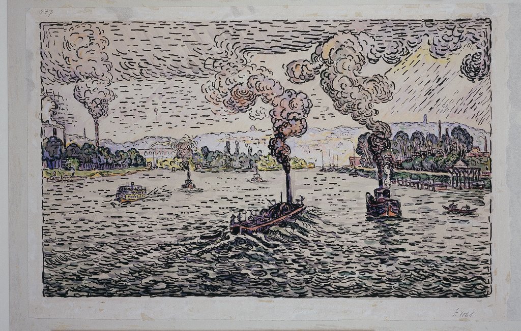 Seine with steamers, Paul Signac