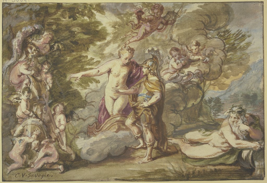 Venus beschenkt den Aeneas mit Waffen, Carel van Savoy