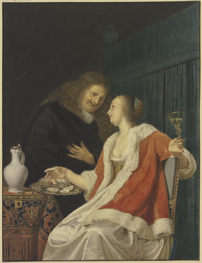 Meal of oysters, Jan Frederik Schierecke, after Frans van Mieris the Elder