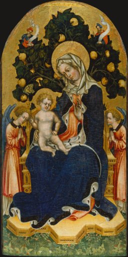 Thronende Madonna mit Kind, anbetenden Engeln und Propheten