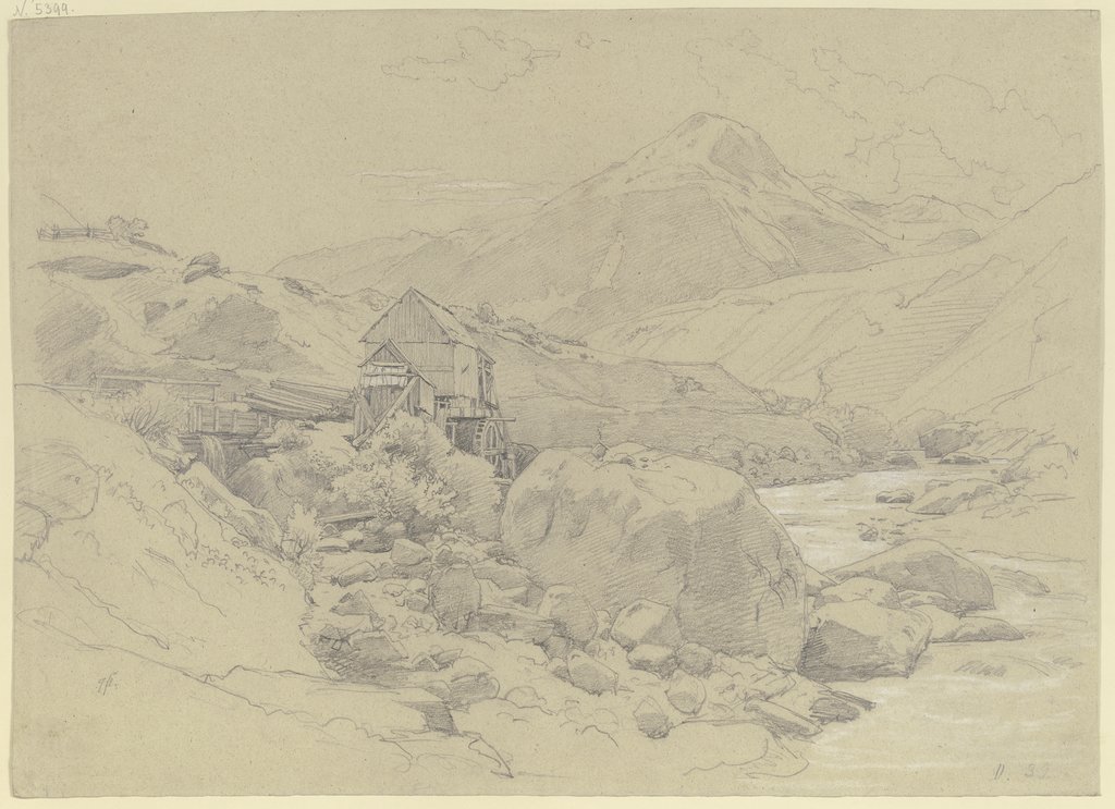 Wassermühle in einer Gebirgslandschaft, Johann Wilhelm Schirmer