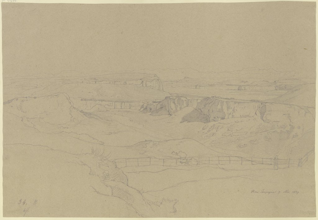 Ausblick über eine Karstlandschaft in der römischen Campagna, Johann Wilhelm Schirmer