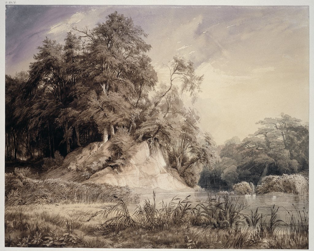 Forest Landscape with Lake and Swans, Johann Wilhelm Schirmer