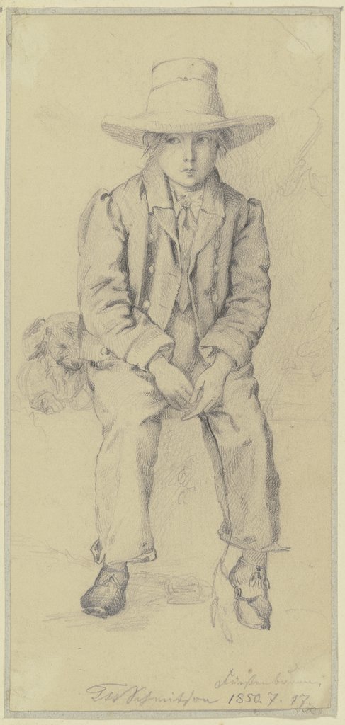 Sitzender Knabe mit Hund, Teutwart Schmitson