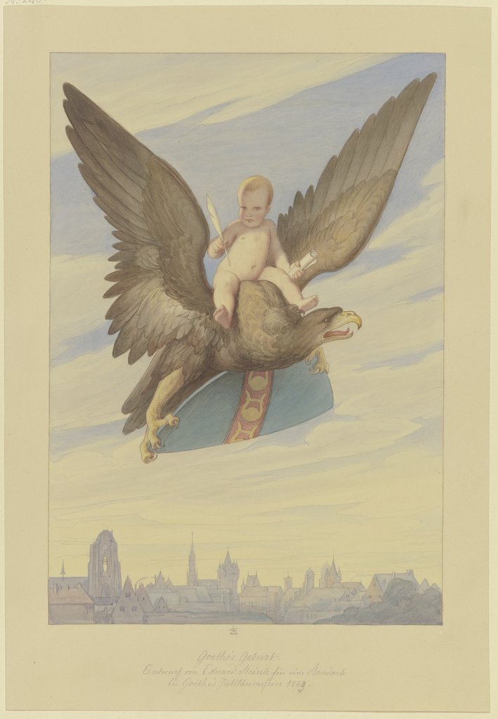 Goethes Geburt (Entwurf für eine Standarte bei Goethes Jubiläum 1849