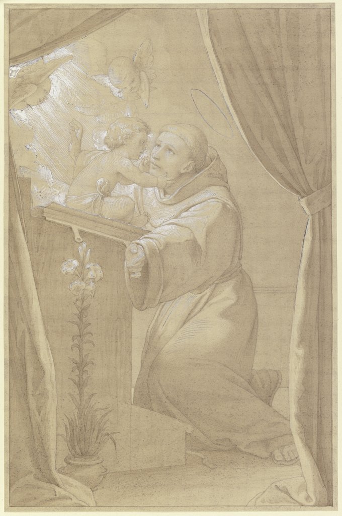 Der Heilige Antonius von Padua, dem das Jesuskind im Gebet erscheint, Edward von Steinle