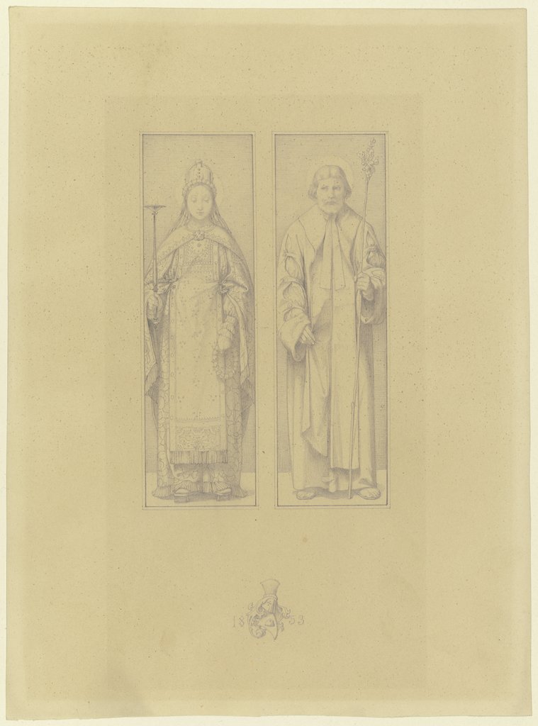 Maria und Joseph, ganze Figuren nebeneinander, Edward von Steinle