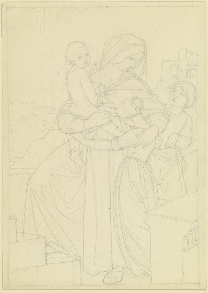 Mutter mit drei Kindern, Edward von Steinle