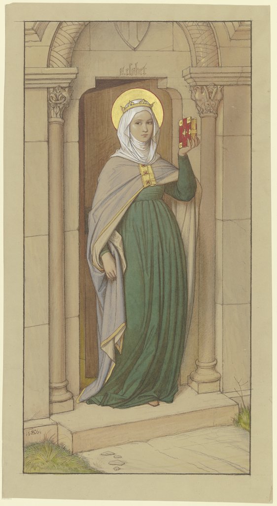 Die Heilige Elisabeth, der Holzstatue des 15. Jahrhunderts in St. Elisabeth in Marburg nachempfunden, Edward von Steinle