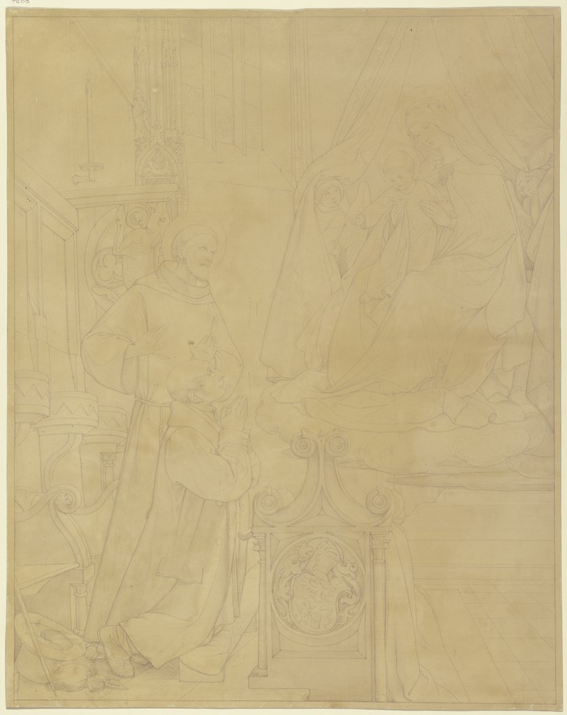 Franz Brentano mit dem Heiligen Franziskus in Verehrung vor der Madonna, Edward von Steinle