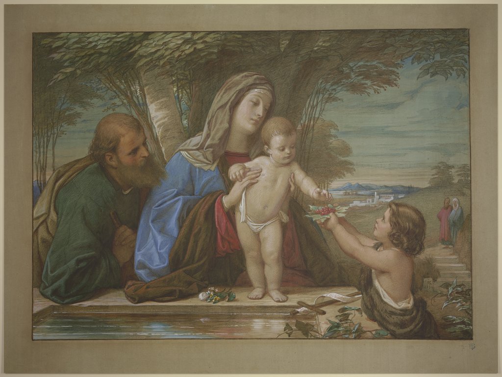 Madonna della Fontana: Die Heilige Familie mit dem Johannesknaben an einer Quelle, Edward von Steinle