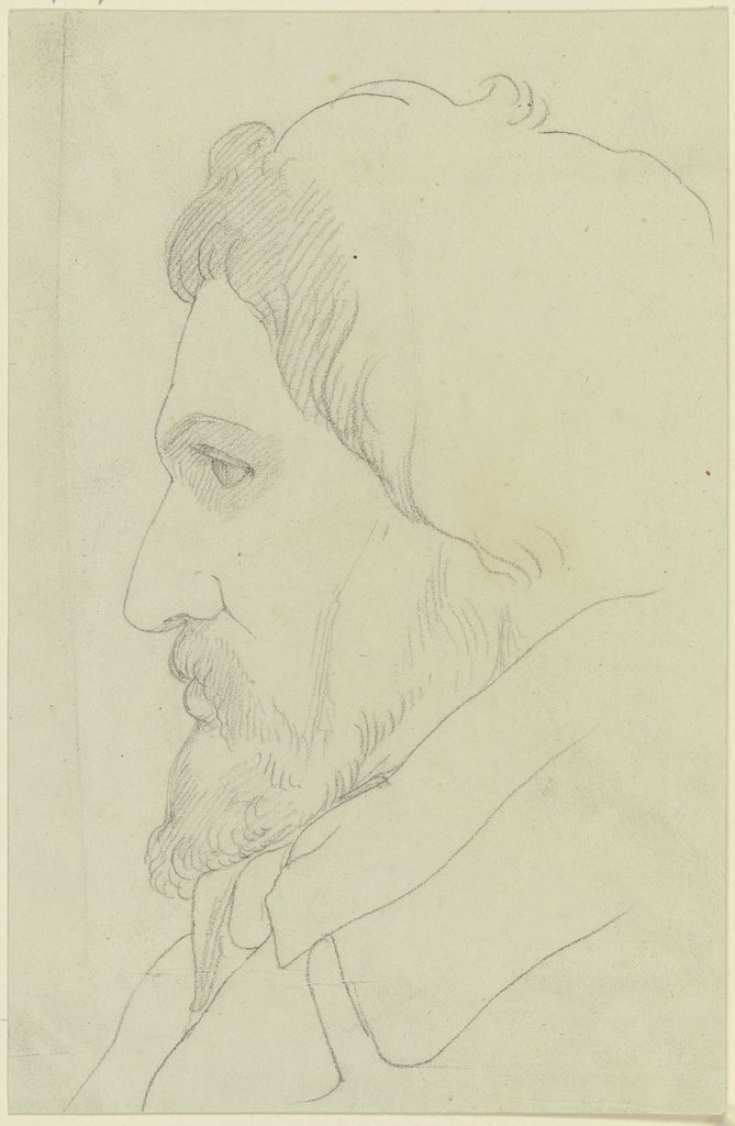 Kopf eines Mannes mit kurzem Vollbart im Profil nach links, Edward von Steinle