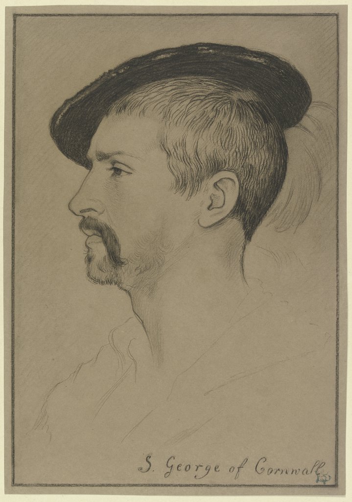 Profilkopf des Simon George of Cornwall, Faksimile der Hans Holbein'schen Zeichnung, Edward von Steinle, nach Hans Holbein d. J.