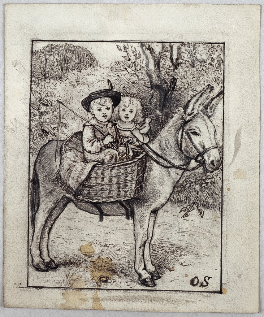 Ein Junge und ein Mädchen auf einem Esel, Otto Scholderer