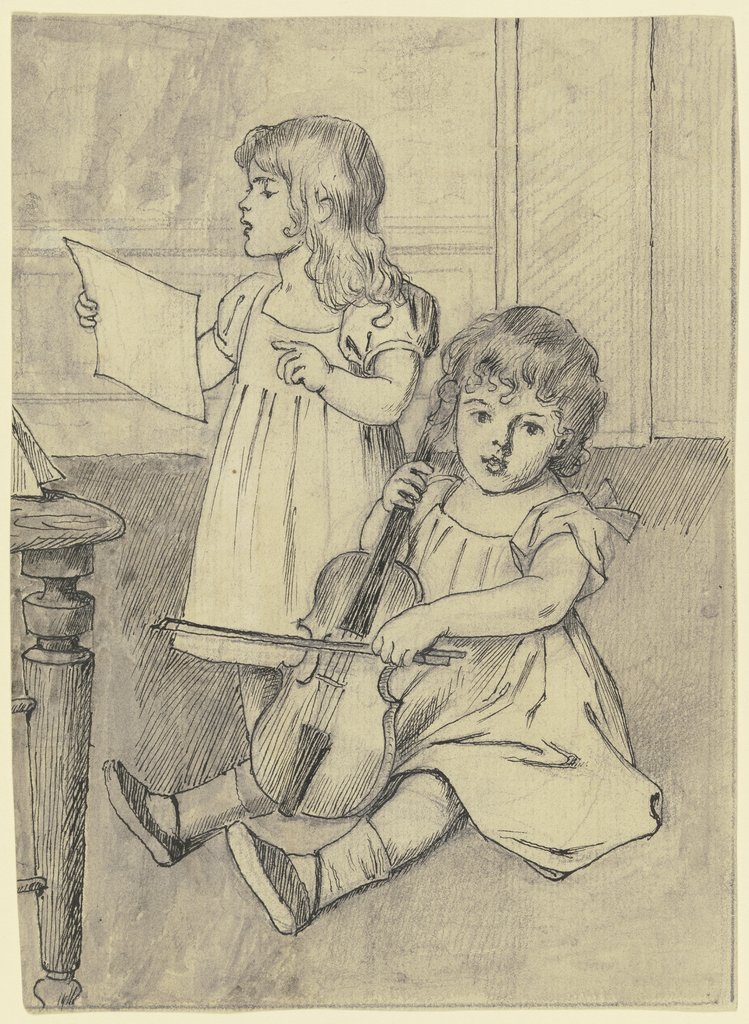 Zwei musizierende Kinder, Otto Scholderer
