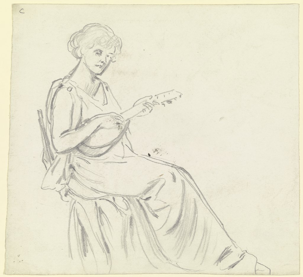 Mandoline spielende Frau, Otto Scholderer