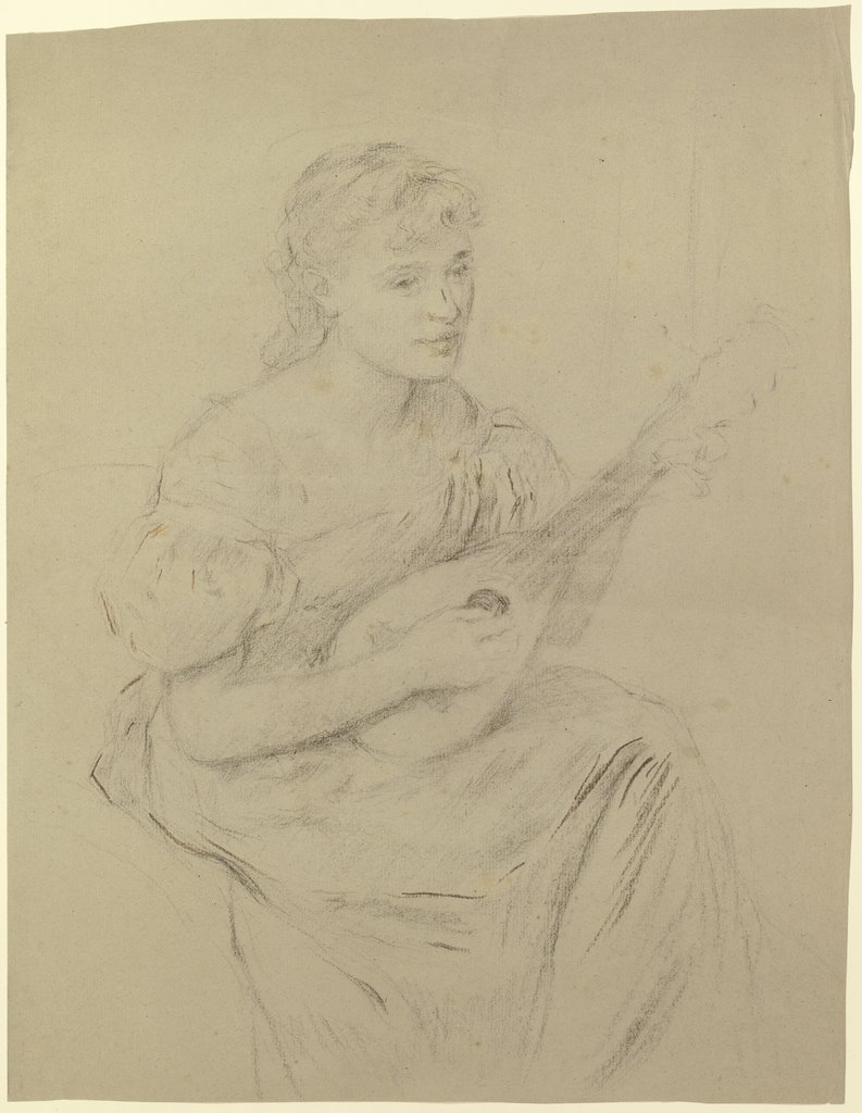 Mandoline spielende junge Frau ("Lautenspielerin"), Otto Scholderer