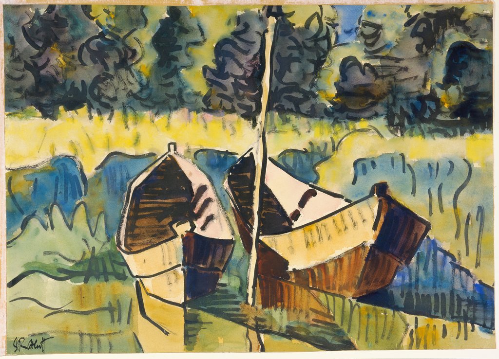 Landschaft mit Booten, Karl Schmidt-Rottluff