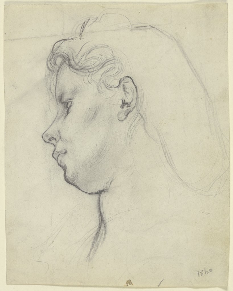 Kopf eines Mädchens im Profil nach links, Otto Scholderer