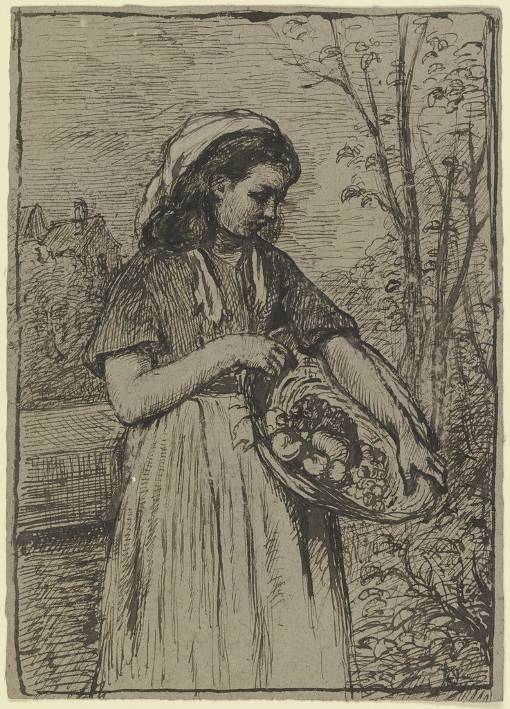 Mädchen mit Früchtekorb, Otto Scholderer