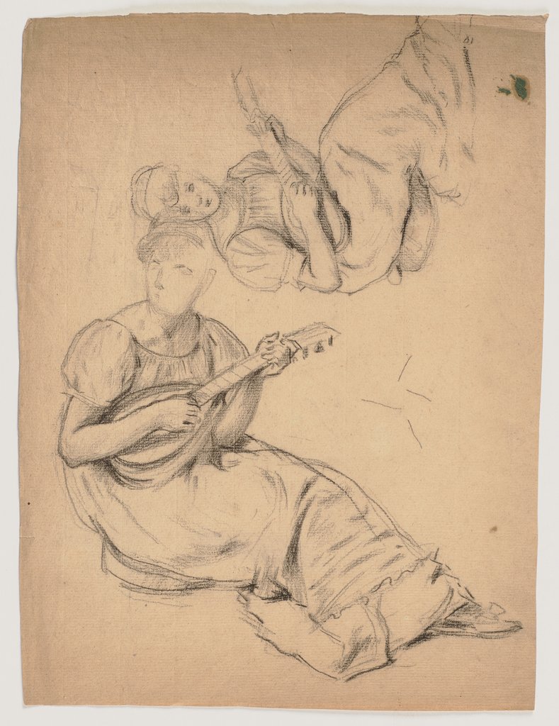 Woman playing the mandolin, Otto Scholderer