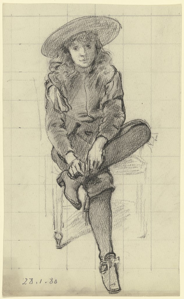 Sitzender Knabe in historischer Tracht aus der "Vorbereitung zum Kostümball", Otto Scholderer