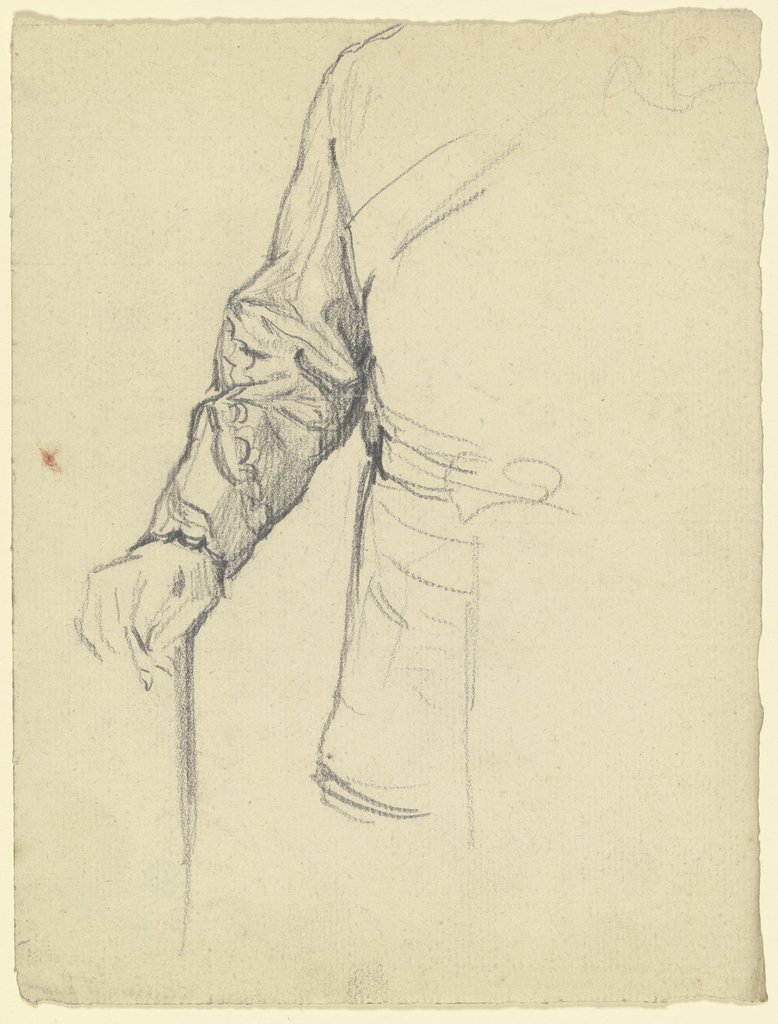 Bildnis eines Mannes in Uniform, Detail des rechten Arms, Otto Scholderer