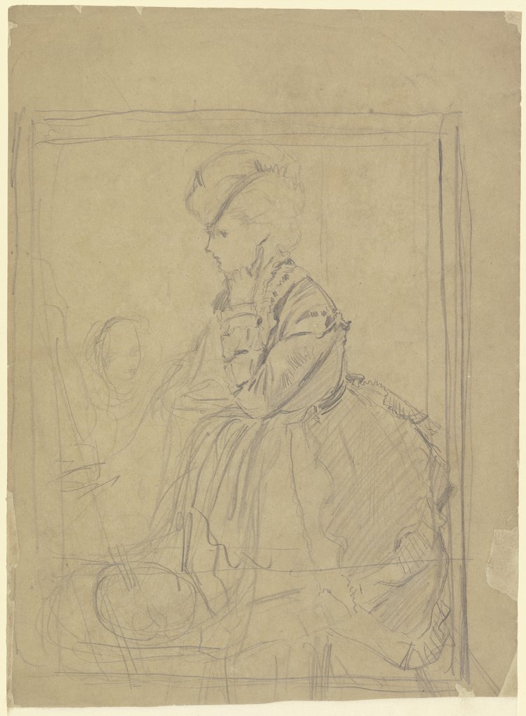 Sitting woman in profile, Otto Scholderer