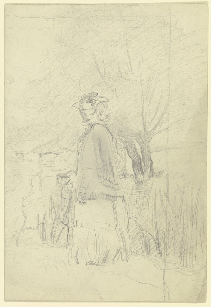 Luise Scholderer, in ihrem Morgenrock spazierend, Otto Scholderer