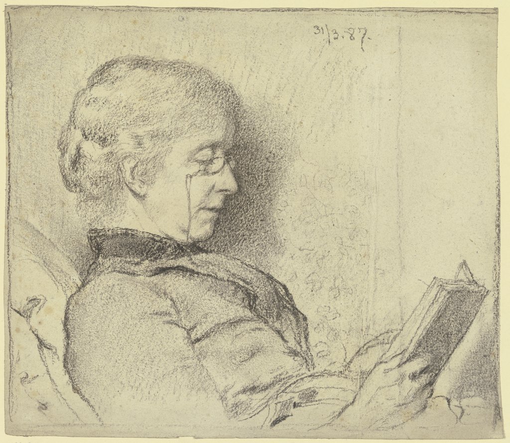 Luise Scholderer reading, Otto Scholderer