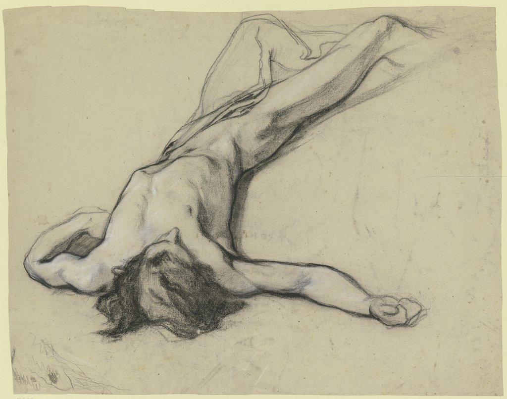 Reclining male nude, Otto Scholderer