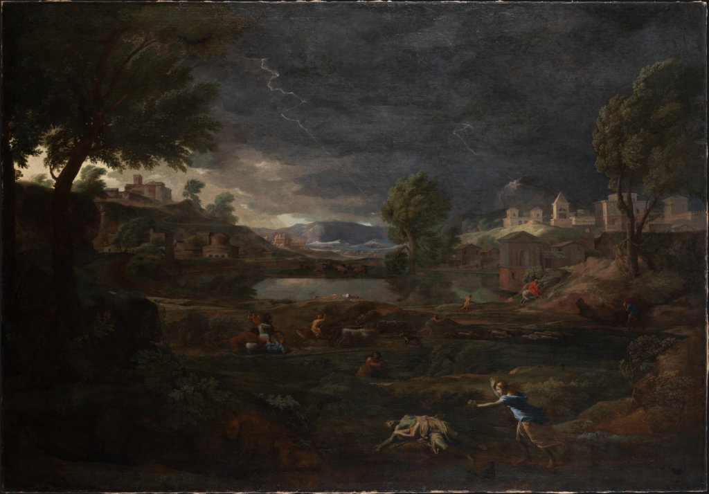 Gewitterlandschaft mit Pyramus und Thisbe, Nicolas Poussin