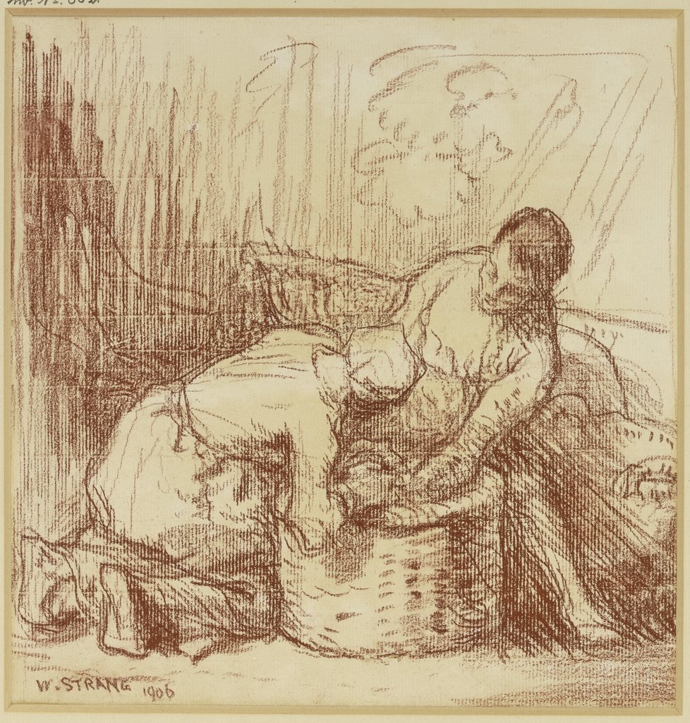 Zwei Arbeitsfrauen an einem Korb, William Strang