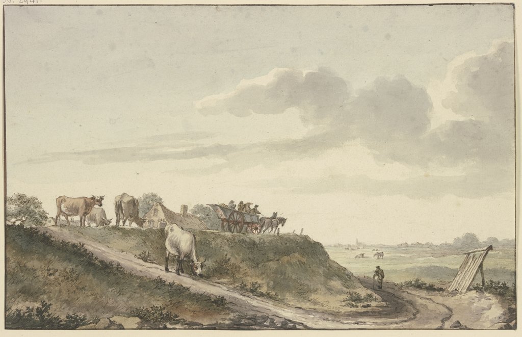 Holländische Landschaft mit Rinderherde und Fuhrkarren, Abraham van Strij