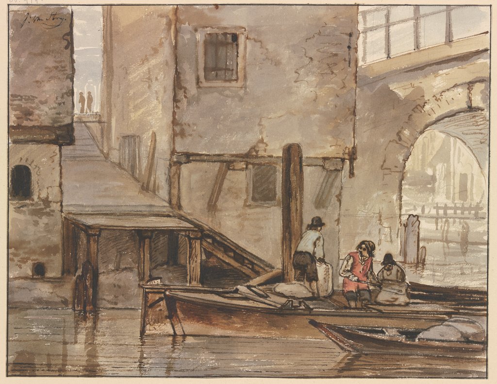 Gracht mit zwei Ruderbooten, Jacob van Strij