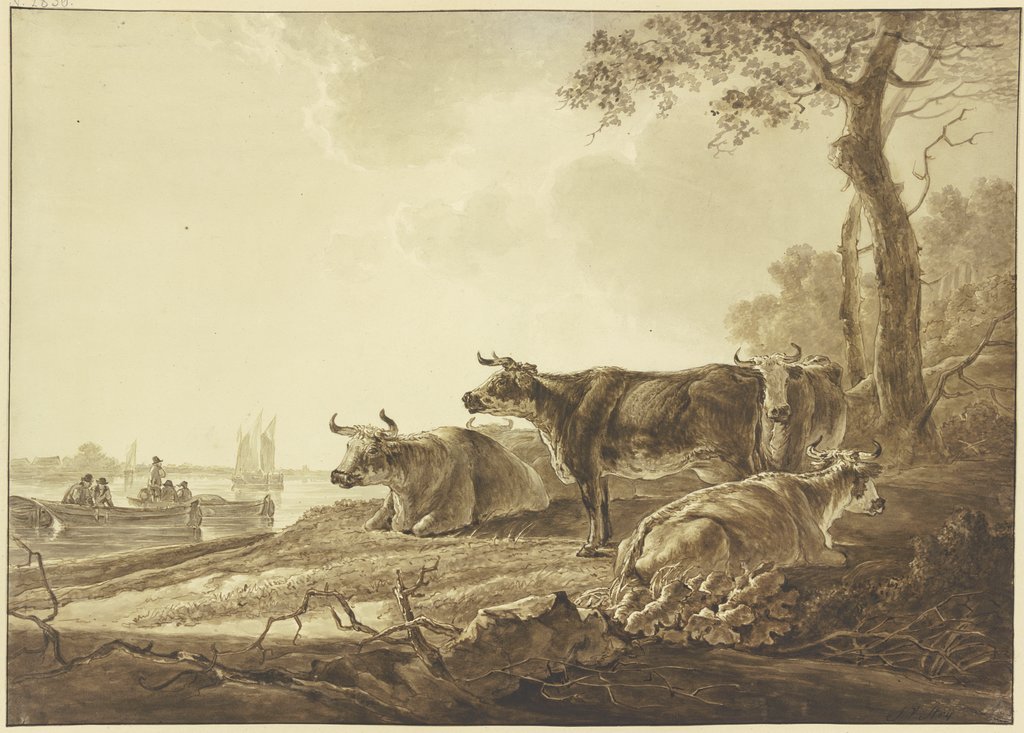 Rinderherde an einem Flußufer, Jacob van Strij