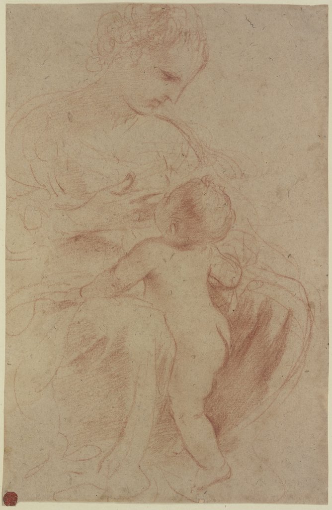 Eine Mutter, ihrem Kind die Brust gebend, Guercino (Giovanni Francesco Barbieri);   ?