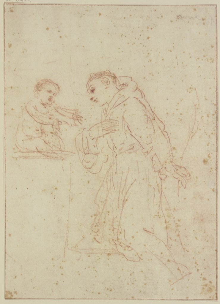 Der Heilige Antonius von Padua vor dem Christkind kniend, Guercino (Giovanni Francesco Barbieri)
