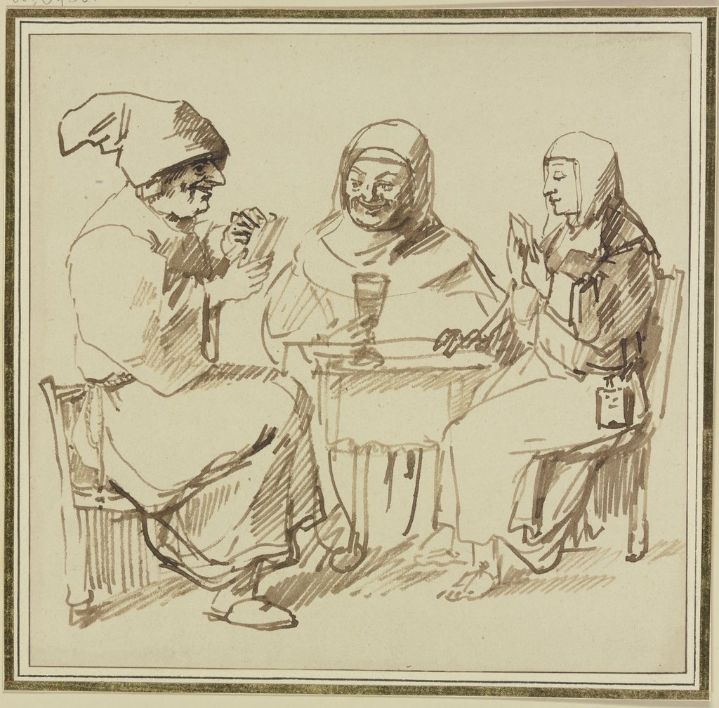 Drei Kartenspieler an einem Tisch, Philips Koninck;   ?