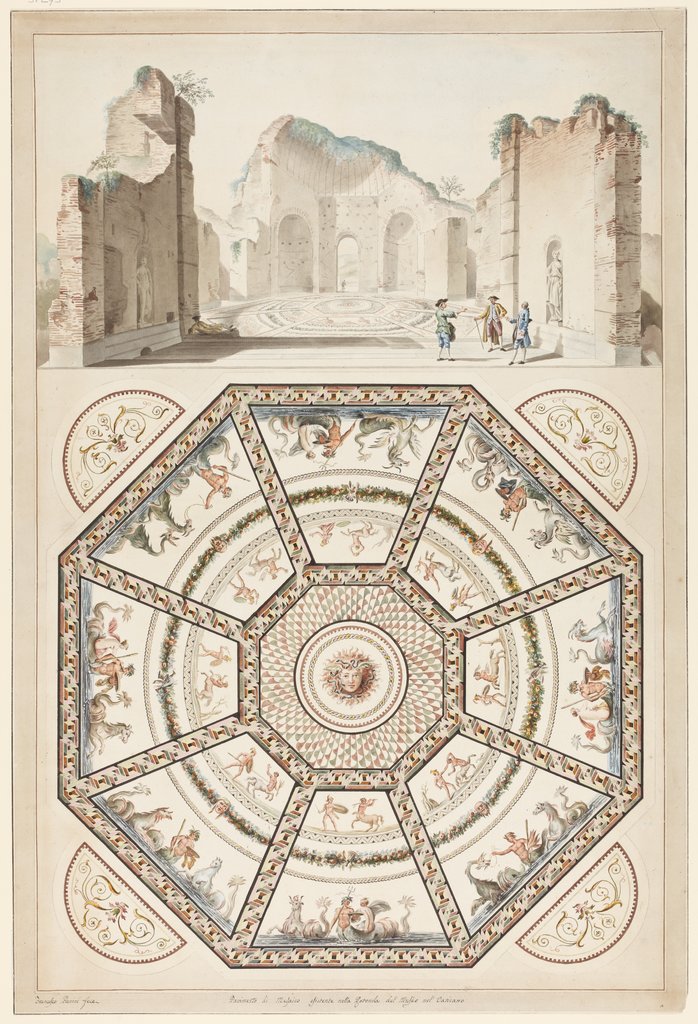 Der Mosaikfußboden aus den Thermen des Caracalla, Francesco Pannini, nach Römisch, 4. Jahrhundert