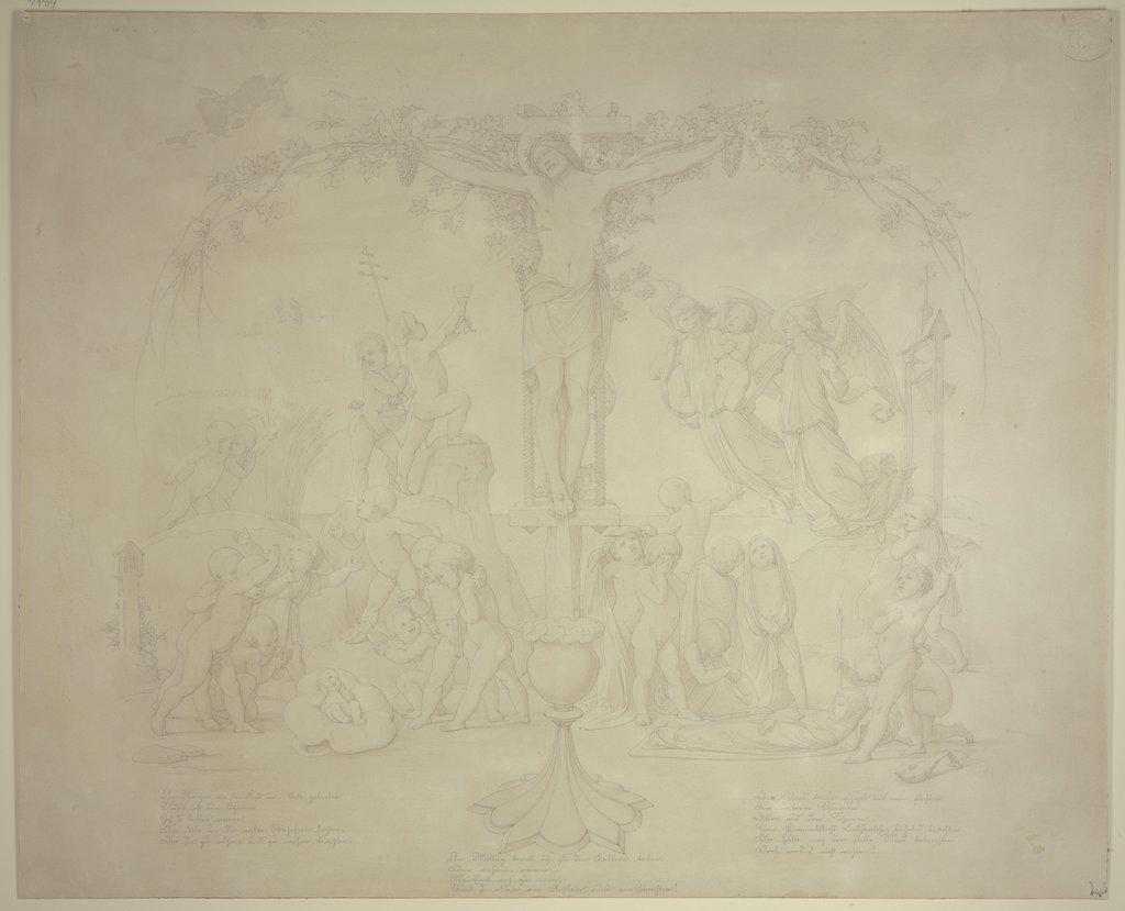 Christus als Weinstock: Geburt, Leben und Tod, mit drei Strophen von Clemens Brentano, Edward von Steinle
