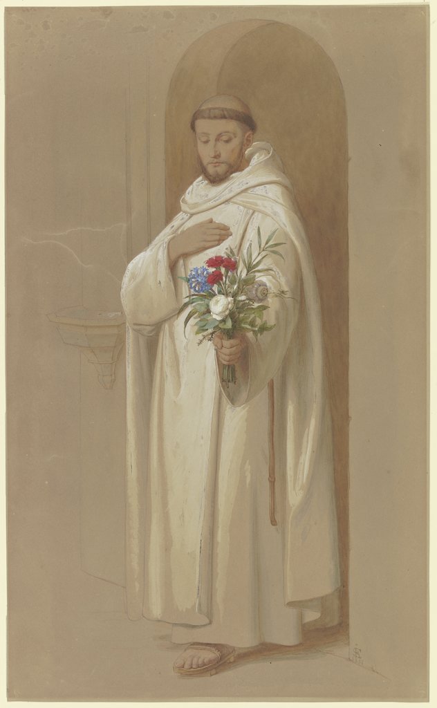 Kartäusermönch mit einem Strauß symbolischer Blumen, Edward von Steinle