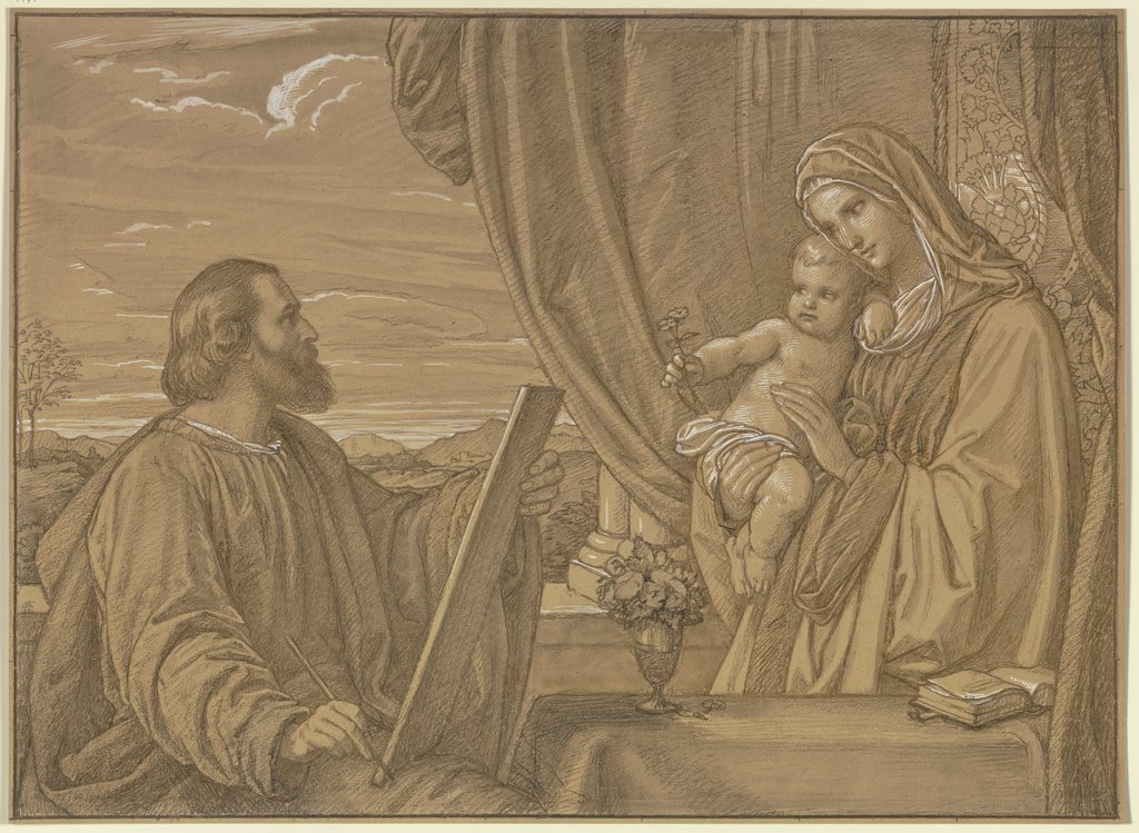 Der Heilige Lukas in der Gestalt des Künstlers Karl Kappes, die Madonna malend, Edward von Steinle