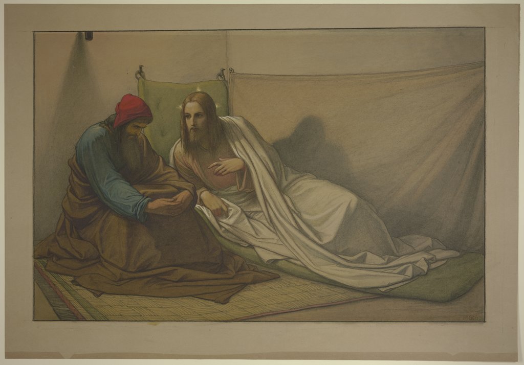 Christus und Nikodemus: Nächtliche Lehre (erste Komposition), Edward von Steinle